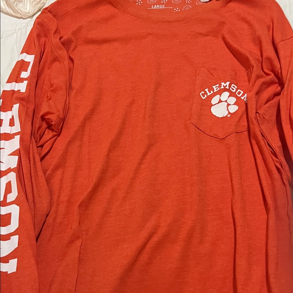 Pressbox Bright Orange Tee Clemson Tigers Large